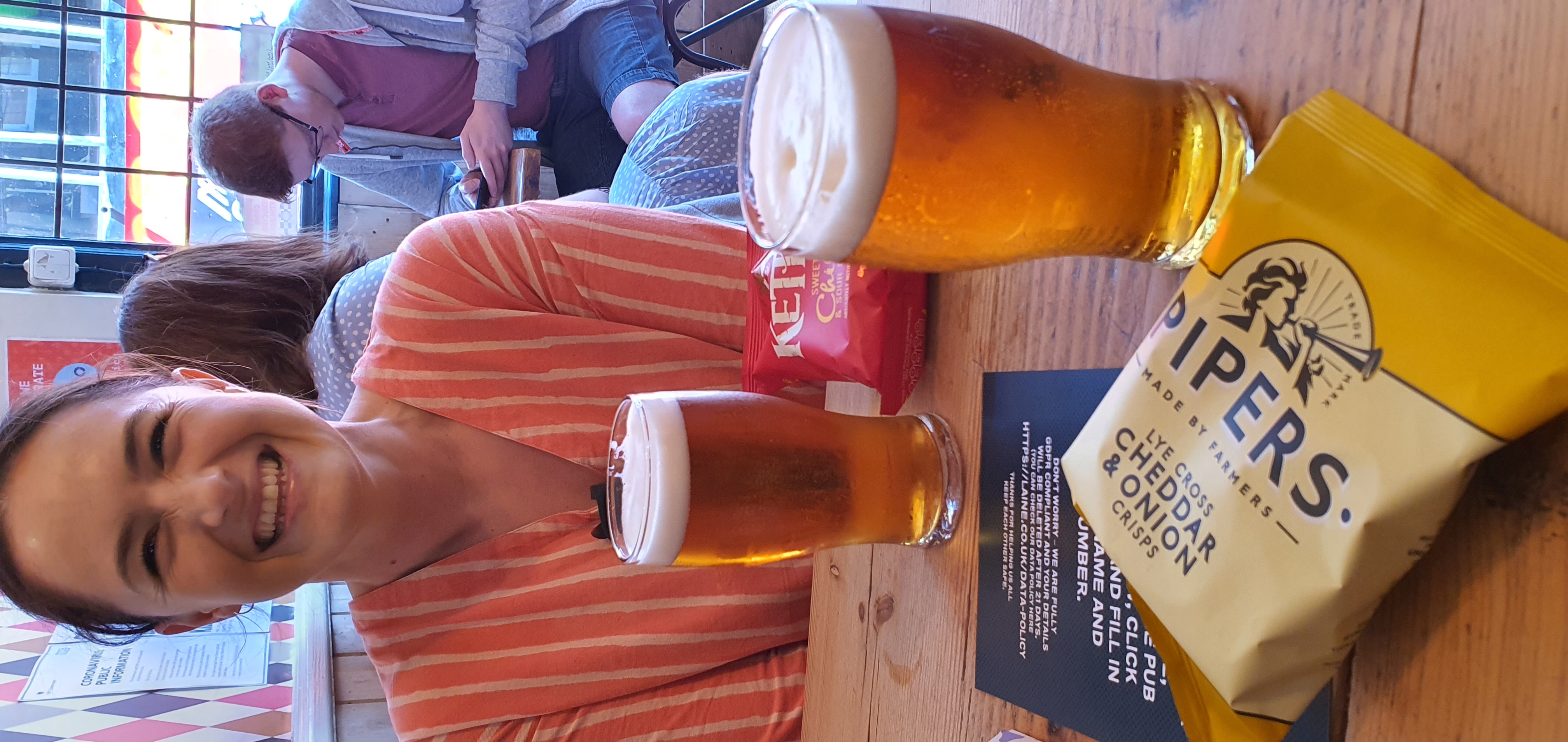 First post-lockdown pub pint, and the last photo I have of Kim